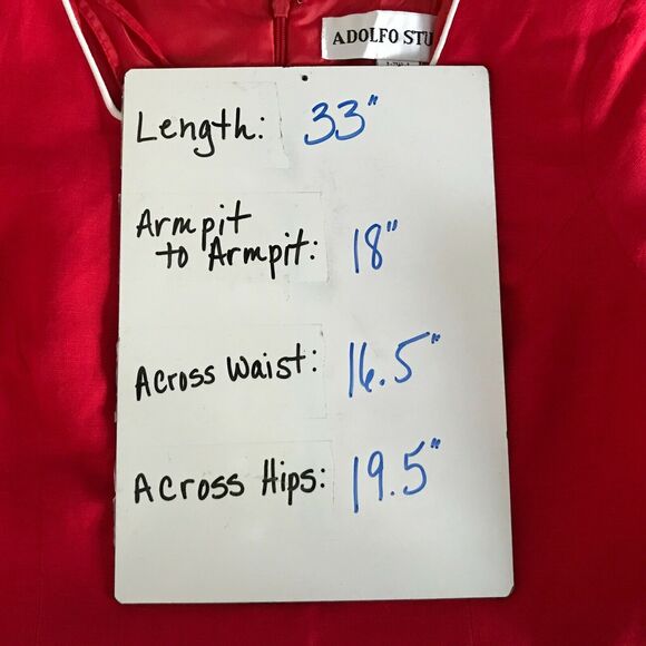 Vintage 1990s Adolfo Studio Dress Size 10P Red Short Sleeve Sheath Linen Blend - Picture 2 of 7